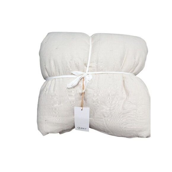 Quince 100% European Linen Dream Quilt 3PC Set Color Natural Size Full/Queen-NEW - Picture 1 of 8